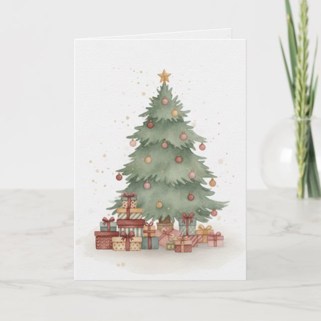 Merry Christmas Tree Card Gifts Under the Tree Kort (Framsida)