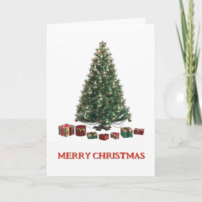 Merry Christmas. Tree (design 1) Folded Card Kort (Framsida)