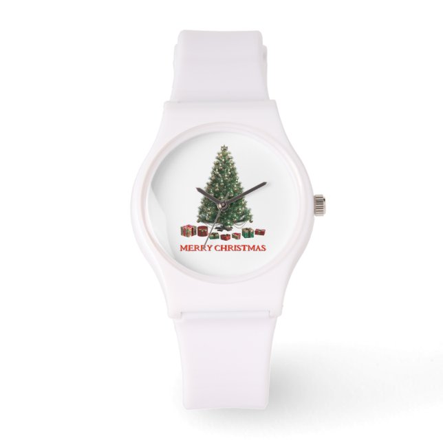 Merry Christmas. Tree (design 1) with gifts Armbandsur (Framsida)