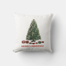 Merry Christmas. Tree (design 1) with gifts Kudde