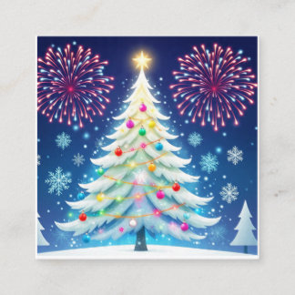 Merry Christmas Tree Festive Wall Art – Seasonal D Fyrkantigt Visitkort