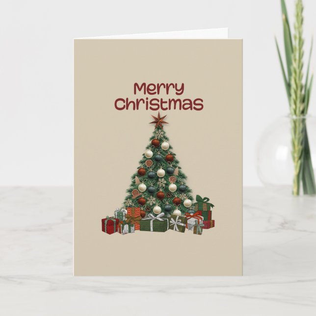 Merry Christmas Tree Folded Greeting Card Kort (Framsida)