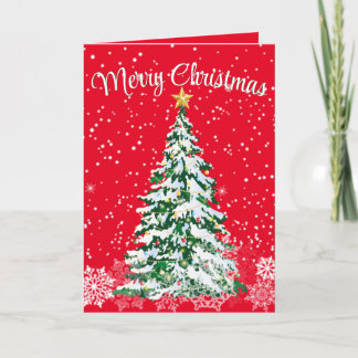 Merry Christmas Tree Folded Greeting Card Kort