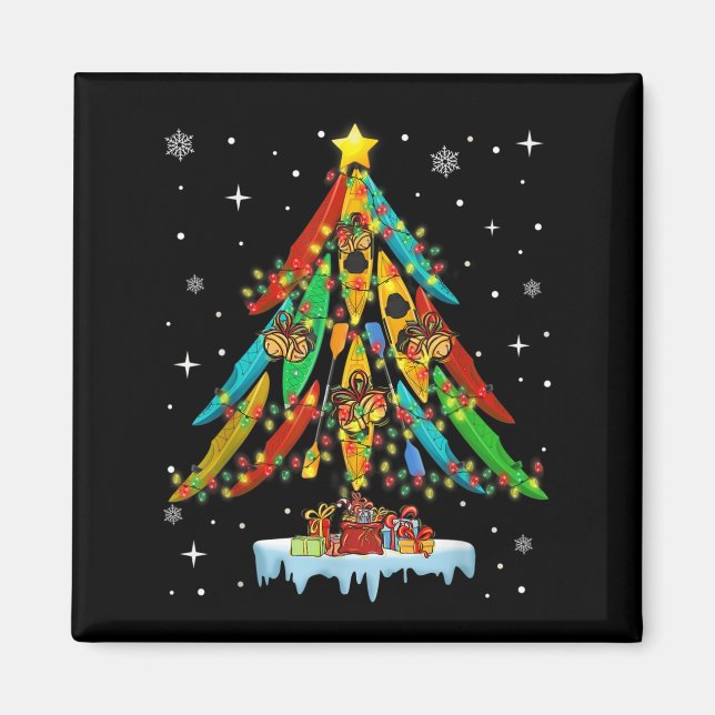 Merry Christmas Tree Kayak Kayaking - Uni-adults,  Magnet (Framsidan)