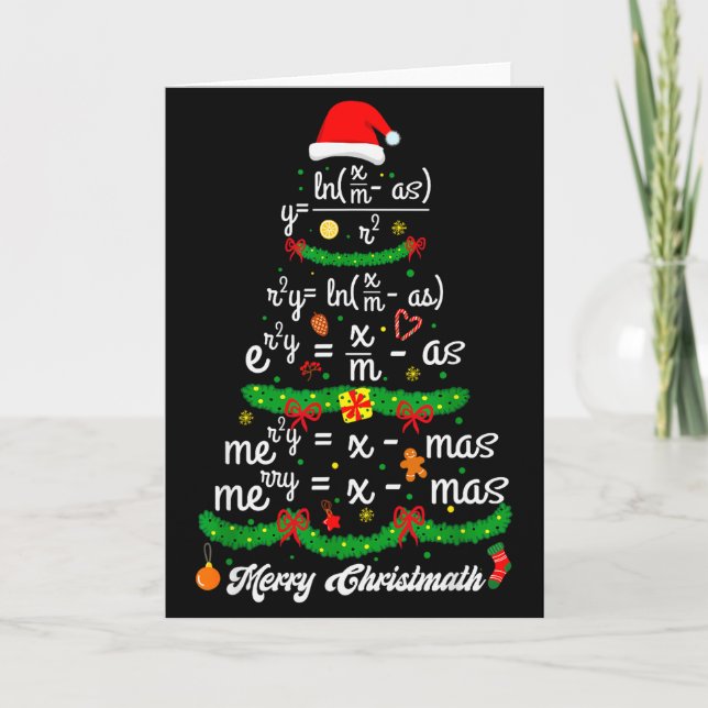 Merry Christmas Tree Math Teacher Xmas Tee Merry C Kort (Framsida)