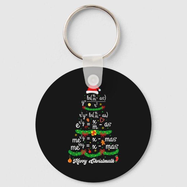 Merry Christmas Tree Math Teacher Xmas Tee Merry C Nyckelring (Framsida)