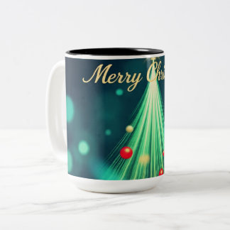Merry Christmas Tree Mug – Festive Holiday Coffee Två-Tonad Mugg