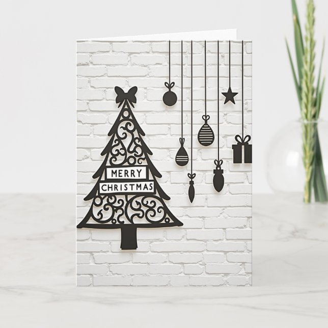 Merry Christmas Tree Ornaments Card Kort (Framsida)
