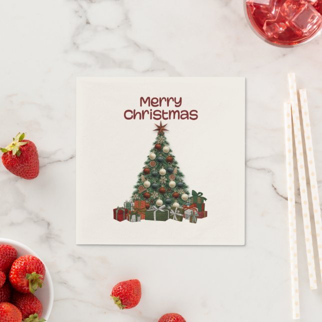 Merry Christmas Tree Paper Napkin Pappersservett (Insitu)