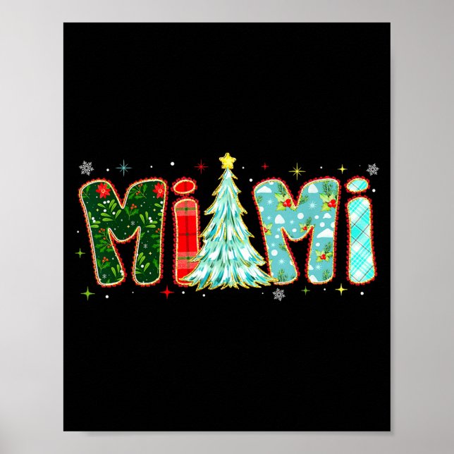 Merry Christmas Tree Plaid Mimi Aesthetic Mom Mama Poster (Framsidan)