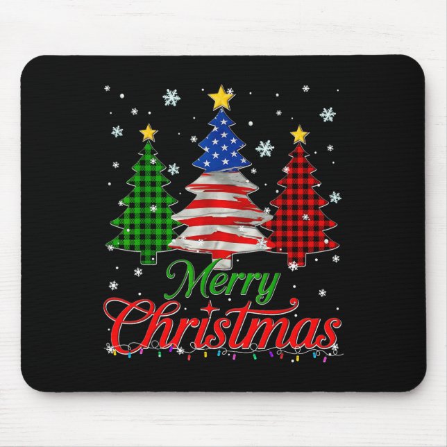 Merry Christmas Tree Plaid Us Flag Snowflake Xmas  Musmatta (Framsidan)