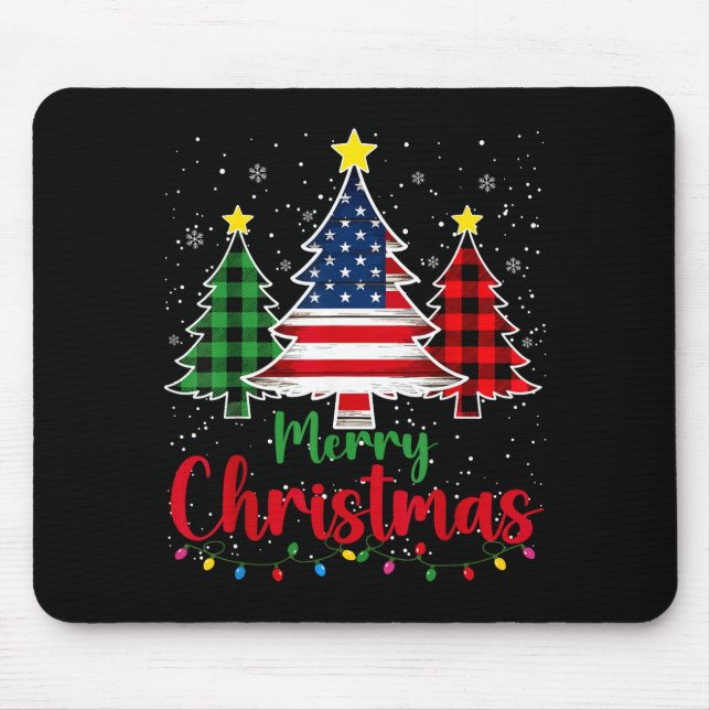 Merry Christmas Tree Plaid Us Flag Snowflake Xmas  Musmatta (Framsidan)