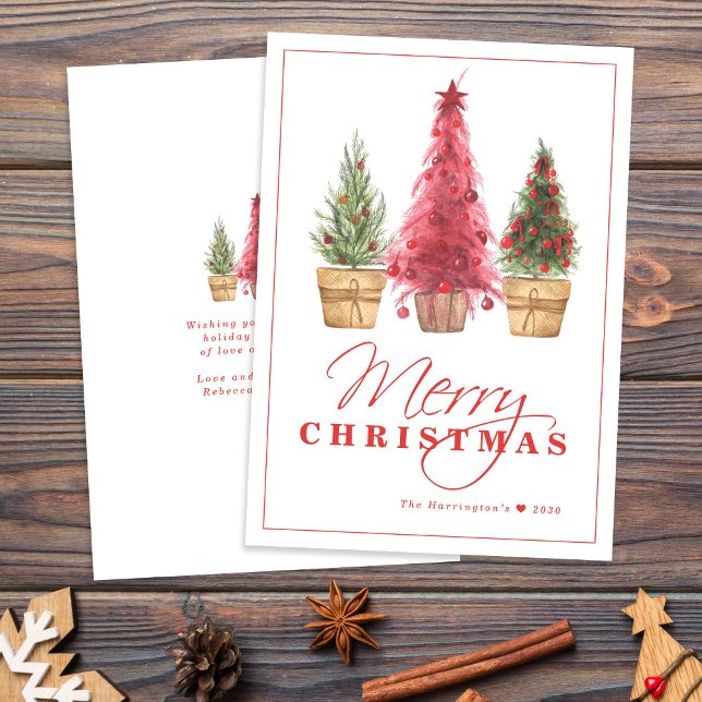 Merry Christmas Tree Red Holiday Card Julkort (Skapare uppladdad)