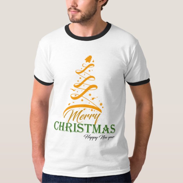 Merry Christmas Tree Ringer T-Shirt 🎄 | Freefit H (Framsida)