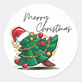 Merry Christmas tree sticker Runt Klistermärke