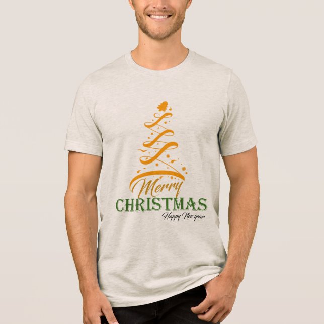 Merry Christmas Tree T-Shirt 🎅 Premium Bella+Canv (Framsida)
