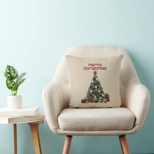 Merry Christmas Tree Throw Pillow Kudde (Stol)