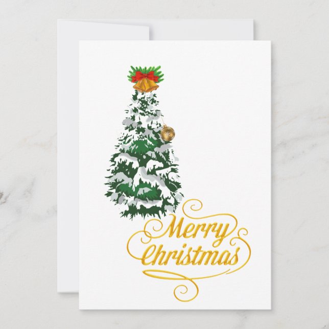 Merry Christmas Tree Watercolor Custom  Inbjudningar (Framsida)