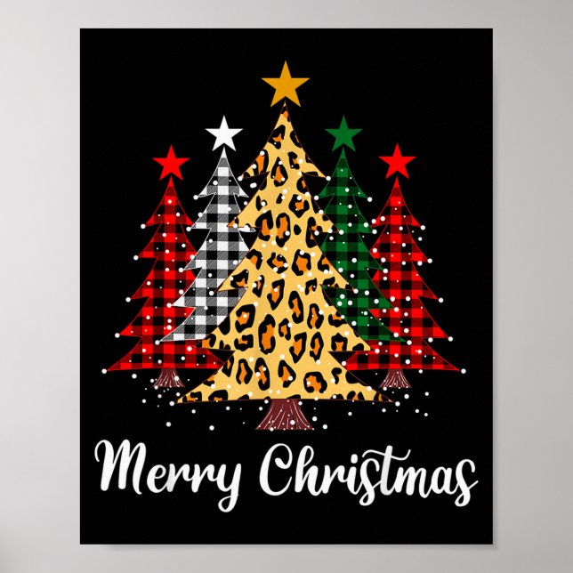 Merry Christmas Trees With Buffalo Plaid &amp; Leo Poster (Framsidan)