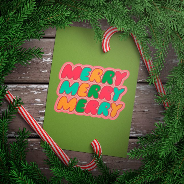 Merry Christmas Trendy Wall Art Poster (Merry Merry Merry.  Trendy wall art poster design for the holidays!)