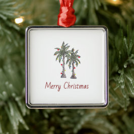 Merry Christmas Tropical Beach Palm Trees  Julgransprydnad Metall