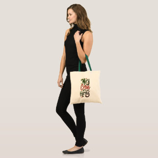 Merry Christmas Typography Canvas Tote Bag Tygkasse