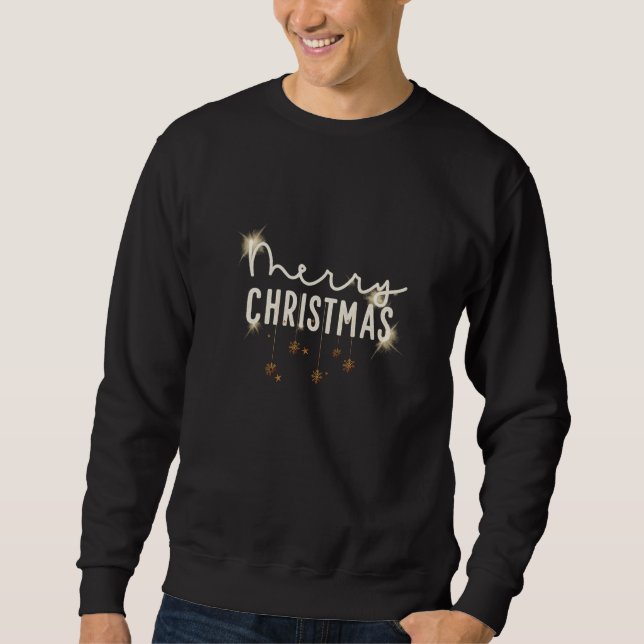 Merry Christmas Typography Holiday Sweatshirt (Framsida)