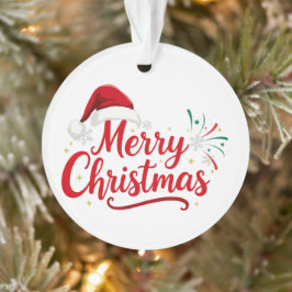 Merry Christmas Typography with Santa Hat and Snow