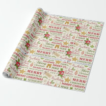 Merry Christmas Typography Wrapping Paper