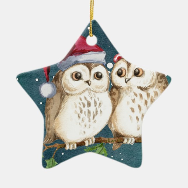 Merry-christmas Uggla Julgransprydnad Keramik (Framsidan)