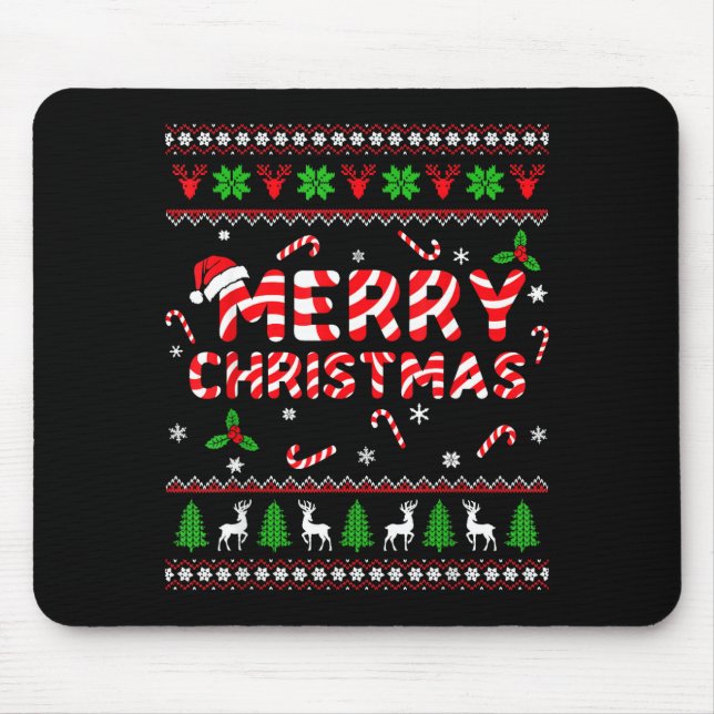 Merry Christmas Ugly Sweater Candy Cane Men Women  Musmatta (Framsidan)