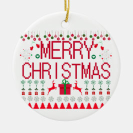 Merry Christmas Ugly Sweater design Julgransprydnad Keramik