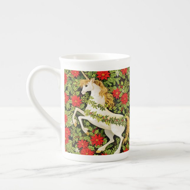 Merry Christmas Unicorn Red Green White Benporslin Mugg (Vänster)