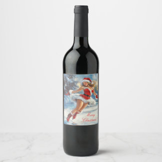 Merry Christmas Vinflaska Etikett