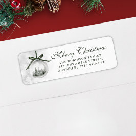 Merry Christmas Watercolor Ornament Holiday Return Returadress Etikett