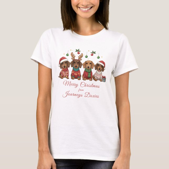Merry Christmas Weiner Dachshund Holiday T Shirt (Framsida)