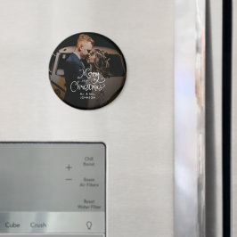 Merry Christmas Whimsical Script Custom Photo Magnet