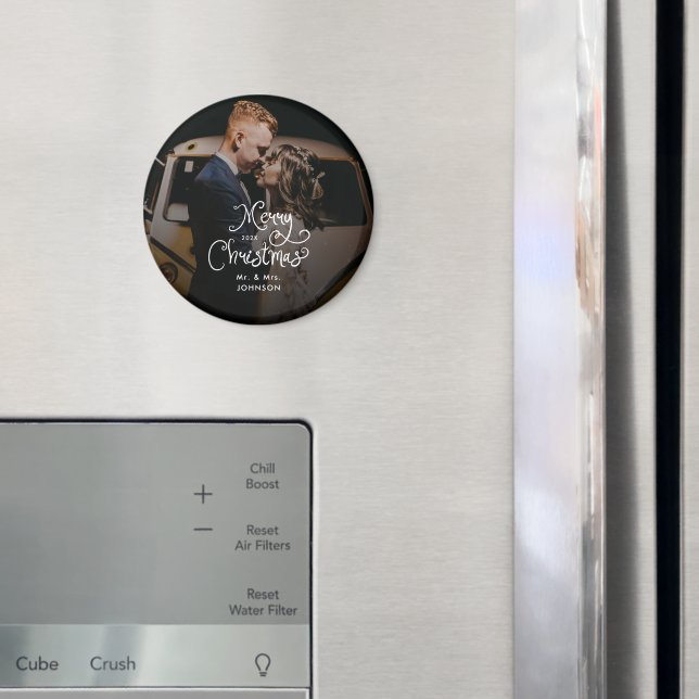 Merry Christmas Whimsical Script  Custom Photo  Magnet (In Situ (Fridge))