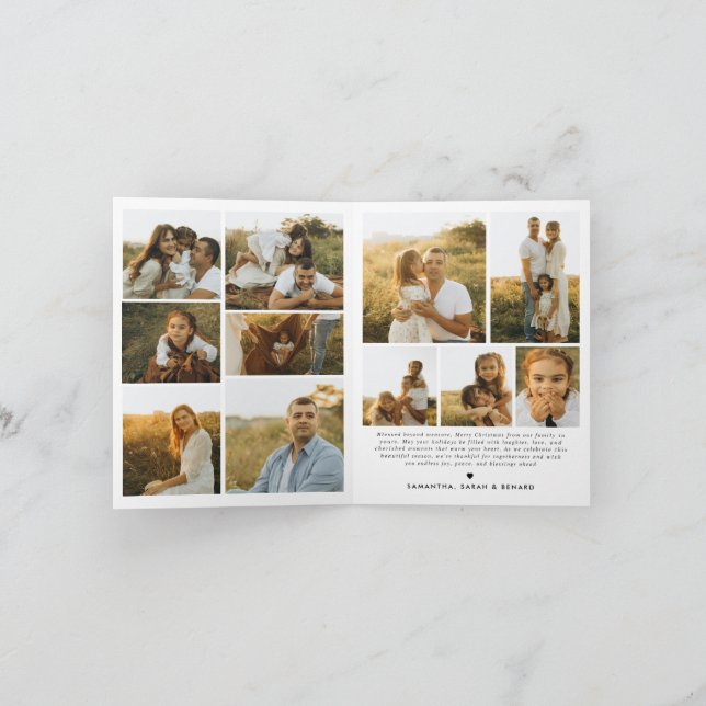 Merry Christmas Whimsical Script  Family 12 Photos Helgkort (Inuti)