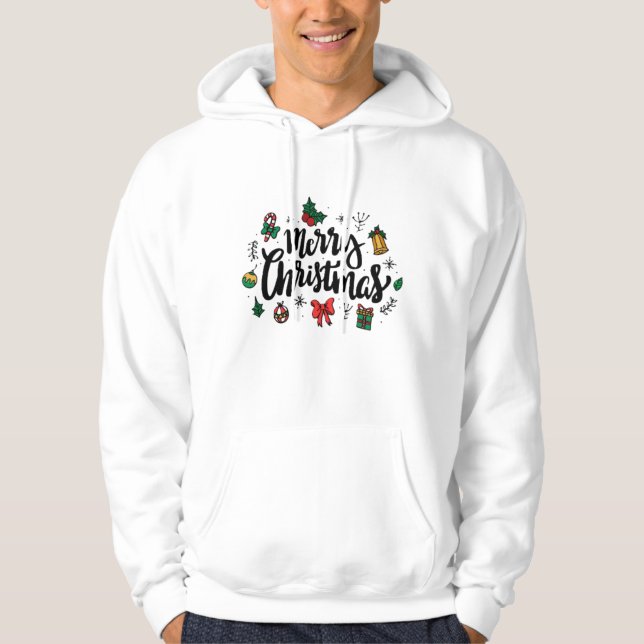 Merry Christmas White Hoodie (Framsida)