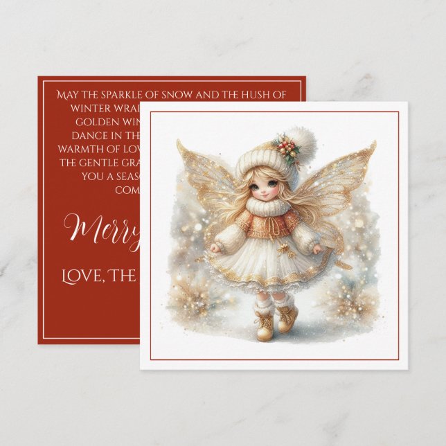 Merry Christmas – Winter Fairy with Golden Wings & (Fram/baksida)