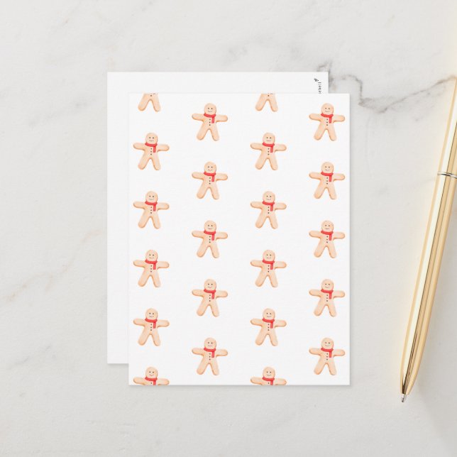 Merry Christmas Winter Gingerbread Man Card Vykort (Fram/Back In Situ)