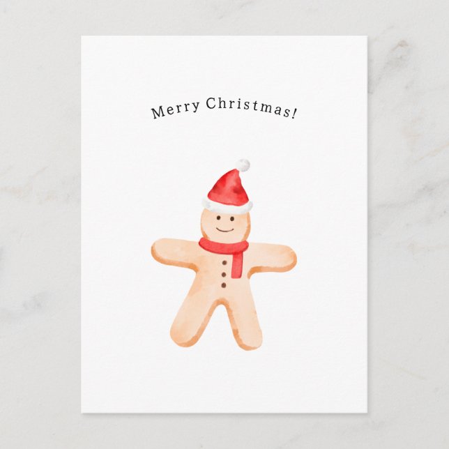 Merry Christmas Winter Gingerbread Man Card Vykort (Framsida)