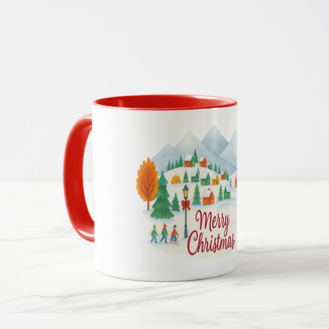 Merry Christmas – Winter Village Holiday Comb mug Mugg (Framsida vänster)