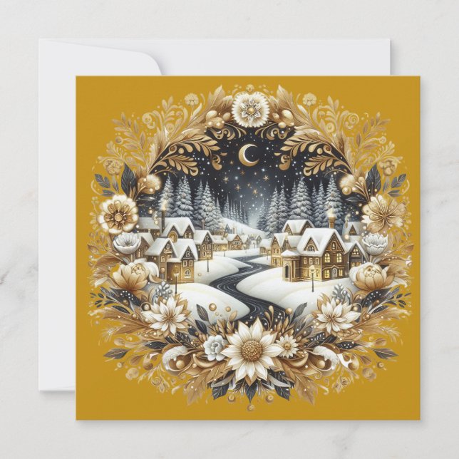 Merry Christmas & Winter village  Julkort (Framsida)