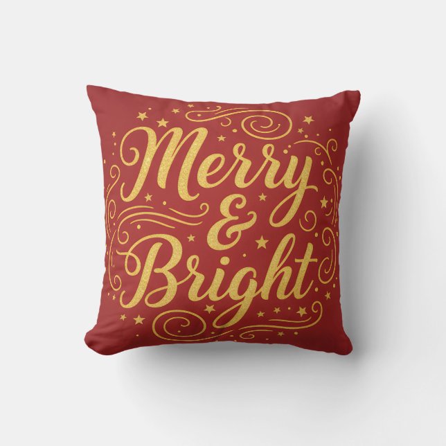 Merry Christmas Wishes to Brighten | Throw Pillow Kudde (Framsida)