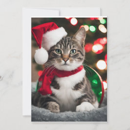 Merry Christmas with a cute kitten Julkort
