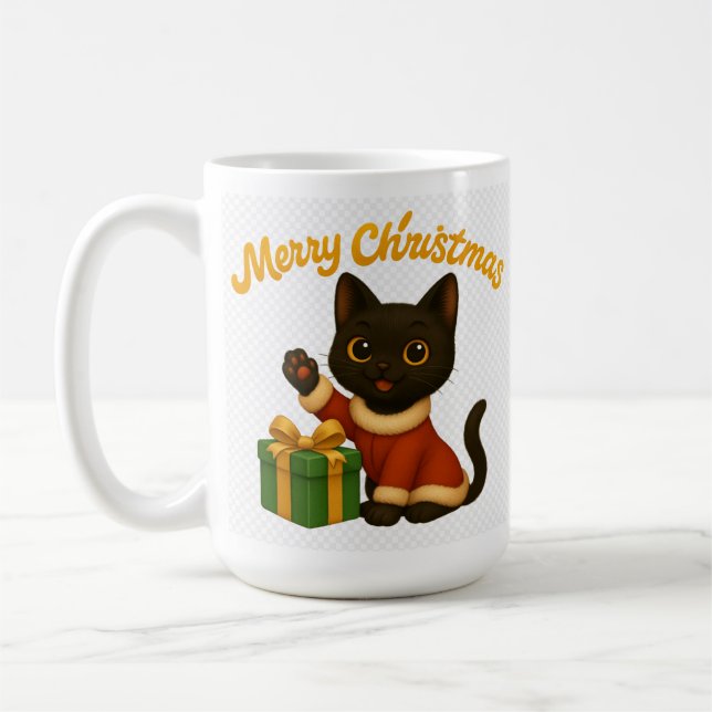 Merry Christmas with Emi the Black Cat Kaffemugg (Vänster)