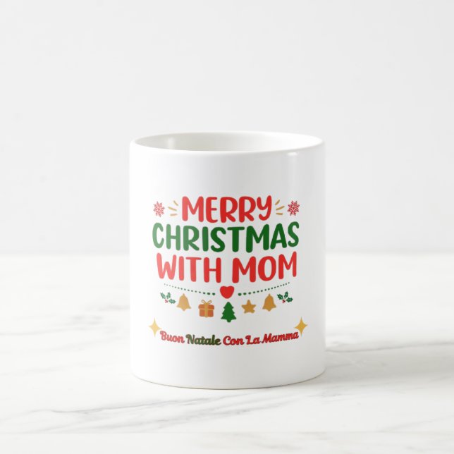 Merry Christmas With Mom – Bilingual Holiday  Kaffemugg (Center)