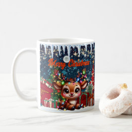 Merry Christmas with Winter Reindeer holiday gift  Kaffemugg
